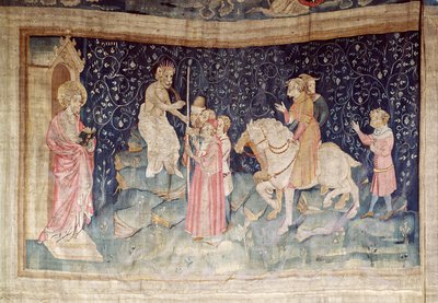 O Número da Besta, nº 46 do "Apocalipse de Angers", 1373-87 (tapeçaria) de Nicolas Bataille
